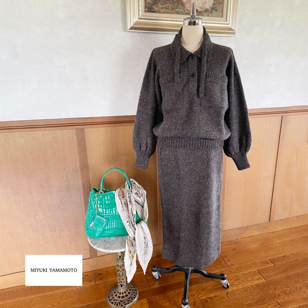 アルパカニット / 1点物 /  スカート / ブラウン/182 ALPACA   SKIRT（BROWN）