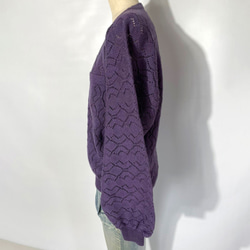 ウール１００％ ユニセックス レース編みトップス　204 UNISEX PURPLE LACE TOPS 6枚目の画像