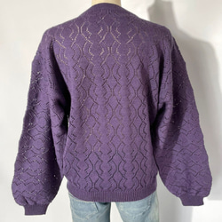 ウール１００％ ユニセックス レース編みトップス　204 UNISEX PURPLE LACE TOPS 7枚目の画像