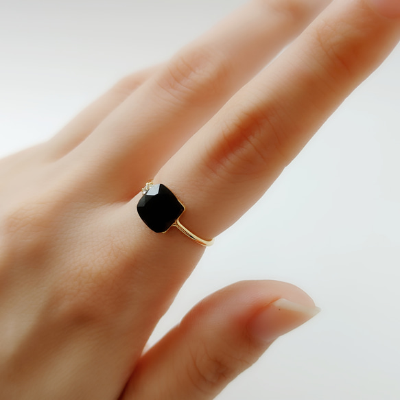 ブラックスピネルリング　ブラックリング　天然石　天然石リング　リング　シンプルリング　指輪 5枚目の画像
