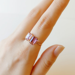 ピンクアメジストリング　天然石　天然石リング　アクセサリー　シンプルリング　指輪　リング　ジュエリー　細身リング　フリー 4枚目の画像