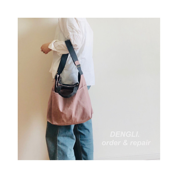 【母の日】DENGLI.Ｍショルダートートバッグ/横型/パラフィン加工帆布/撥水効果/A4/軽くて丈夫/3way 1枚目の画像