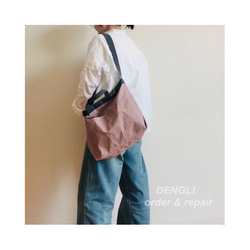 DENGLI.Ｍショルダートートバッグ/横型/パラフィン加工帆布/撥水効果/A4/軽くて丈夫/3way 3枚目の画像