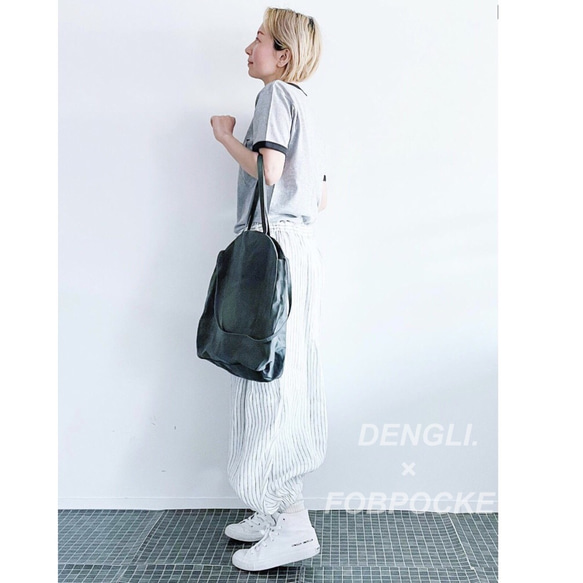 【母の日】DENGLI.×FOBPOCKET 2way tote bag/パラフィン加工帆布/撥水効果 7枚目の画像