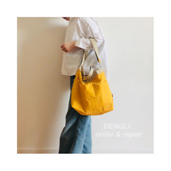 【母の日】DENGLI.Ｍショルダートートバッグ/横型/パラフィン加工帆布/撥水/A4/軽くて丈夫/3way 3枚目の画像