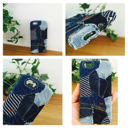 DENGLI./denim patchwork smartphone case/smartphone case/牛仔布/手縫/軟 第2張的照片