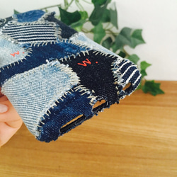 DENGLI./denim patchwork smartphone case/smartphone case/牛仔布/手縫/軟 第5張的照片