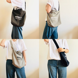 DENGLI. logo bag/ロゴバッグ/3wayバッグ/エコバッグ/ショルダーバッグ/トートバッグ/A4/グレー 4枚目の画像