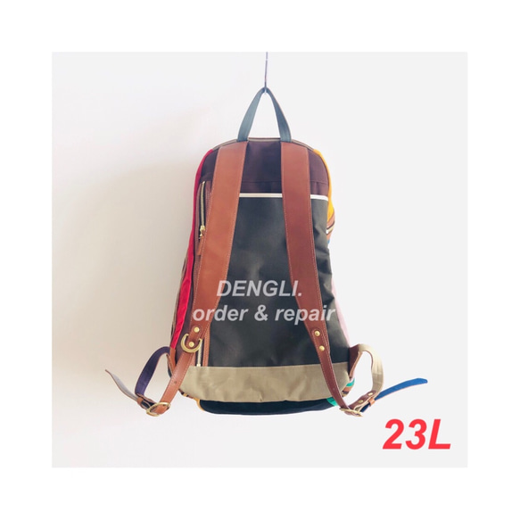 DENGLI. 背包/23L/特殊 20 色 x 鞣革/石蠟加工帆/禮物/戶外/背包 第2張的照片