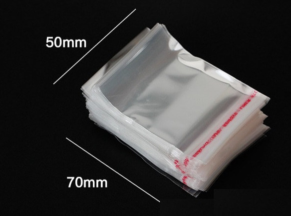 ラッピング袋 梱包ビニール袋 粘着シール付 opp透明袋  ピアス袋 100枚入り 5x7mm 1枚目の画像