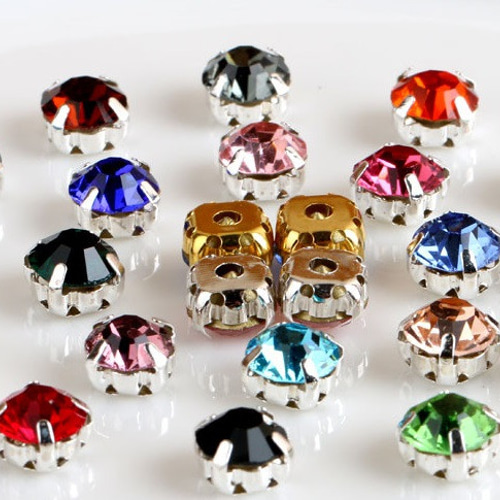 台座付ビーズ ラインストーン爪枠 ガラス爪付ビーズ 刺繍ビーズ 色の