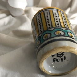 new!! モロッコ製　手書きコップ　食器　湯飲み　デザイン　インテリア雑貨　ギフト　イエロー 4枚目の画像