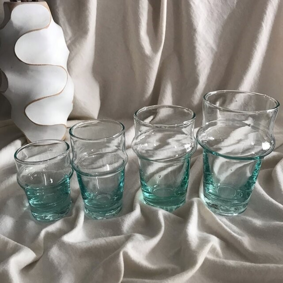 new!! モロッコ製　リサイクルグラス　グラス　ガラスコップ　S 5枚目の画像