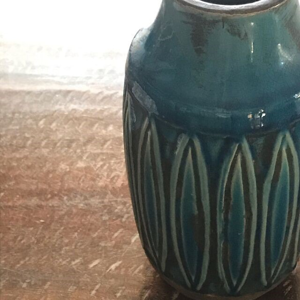 再販！！花瓶　インテリア　インテリア雑貨　デザイン　ギフト　セラミック　アンティーク調　ブルー 2枚目の画像
