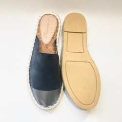 [夏季新品 SALE ★ 1000 日元折扣♪] 仿麂皮雙色黃麻卷涼鞋（海軍藍 x 銀色）S / M 碼 第5張的照片