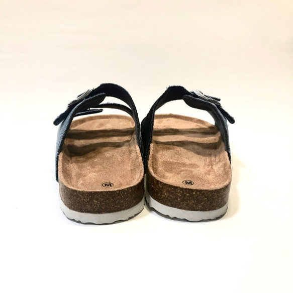 [1項銷售♪1500日元折扣]舒適牛仔布涼鞋（x黑色）M尺寸 第4張的照片