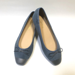 簡單又平坦！雙色芭蕾舞鞋 (藍灰色 x 銀色) 23.5cm〜24.5cm 第3張的照片