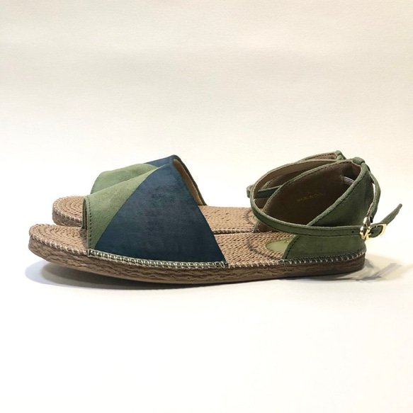“New SALE”推薦其重量驚人的輕量♪黃麻風格雙色2way涼鞋（若葉卡其色×深綠色）M/L/LL 第3張的照片