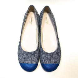 寬鬆鞋 ♪ Petanko 雙色高跟鞋（混合灰色 x 藍銀）23.0cm ~ 25.0cm 第3張的照片