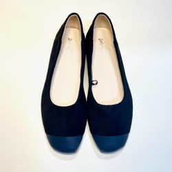 ■實惠♪新顏色■ Rakuchin Petanko！雙色芭蕾舞鞋（W黑）23.0cm/23.5cm 第3張的照片