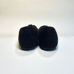 可愛迷你絲帶雙色芭蕾舞鞋（黑x啞光黑）左23.5cm 可半訂 第6張的照片