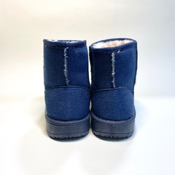 [M size SALE・4,980 日元 → 2,980 日元] 蓬鬆溫暖的雙色毛皮長靴（牛仔布 x 午夜藍） 第5張的照片