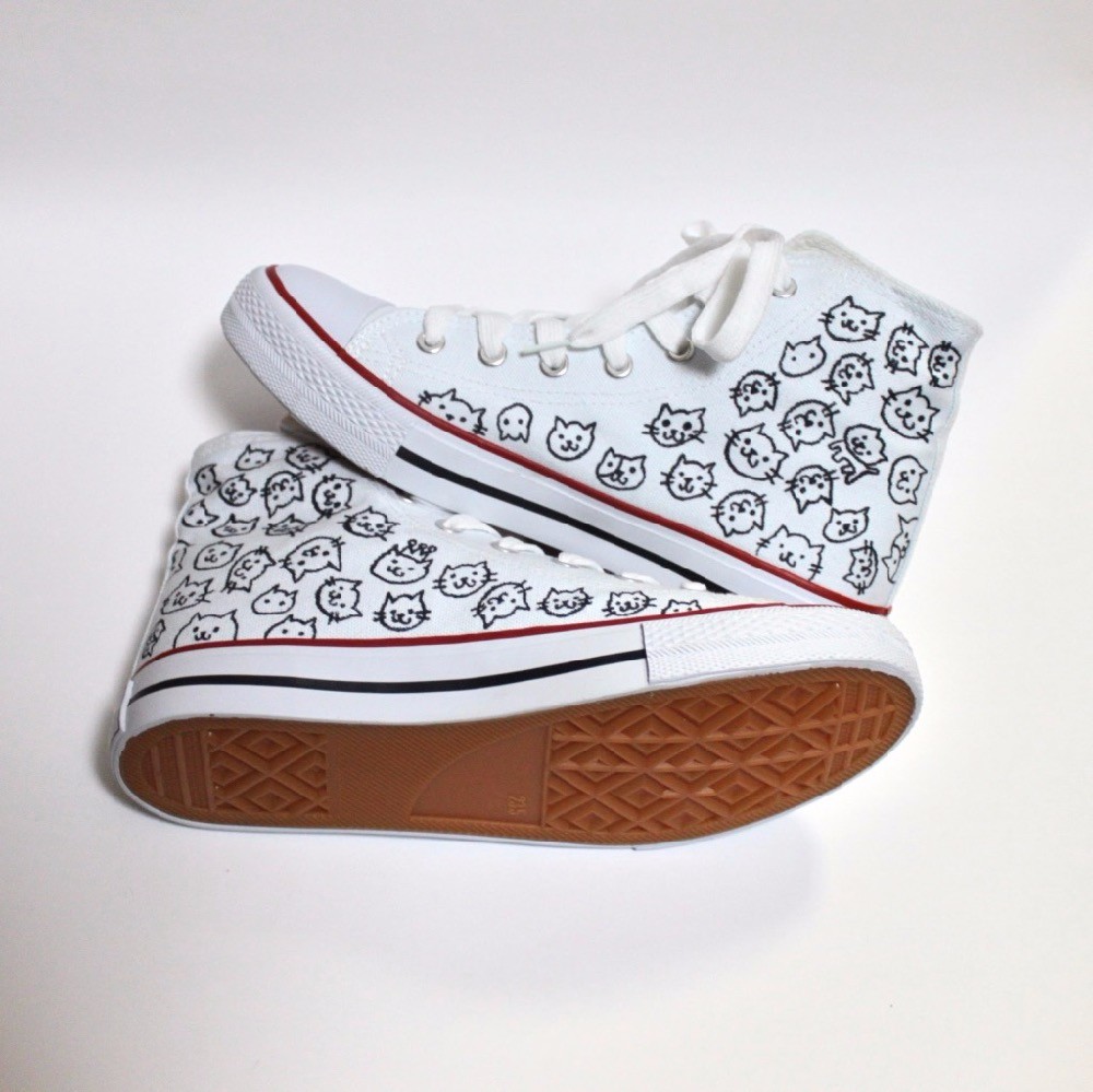 ゆるにゃんこ大発生ハイカットスニーカー　(22.0cm〜24.5cm)