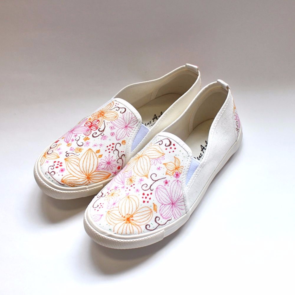 [3E]手描きの春花スリッポン