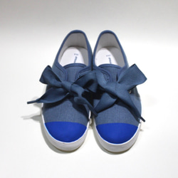 大緞帶雙色運動鞋 [Denim x Blue] 第1張的照片