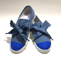 大緞帶雙色運動鞋 [Denim x Blue] 第2張的照片