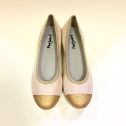 【部分再次上架】雙色輕質petanko芭蕾舞鞋（米色x金色）23.5cm-25.0cm 第3張的照片