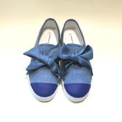 &lt;For Jun Atsushi&gt;大蝴蝶結雙色運動鞋[Denim x Navy]命名 第1張的照片