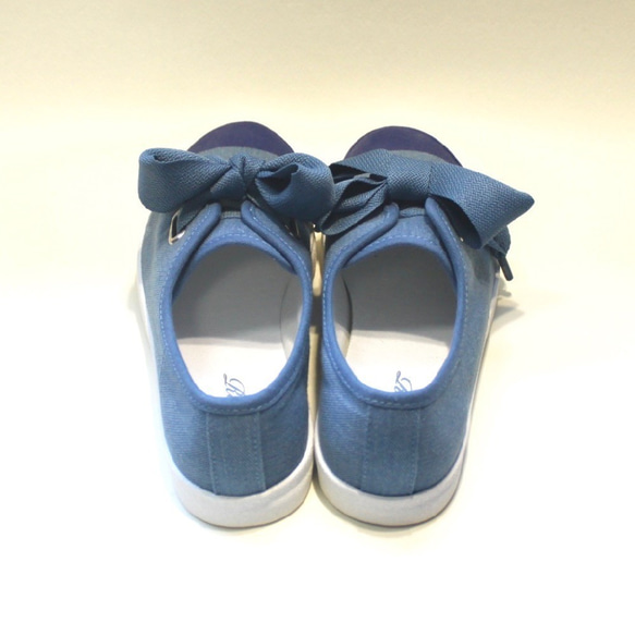 &lt;For Jun Atsushi&gt;大蝴蝶結雙色運動鞋[Denim x Navy]命名 第3張的照片