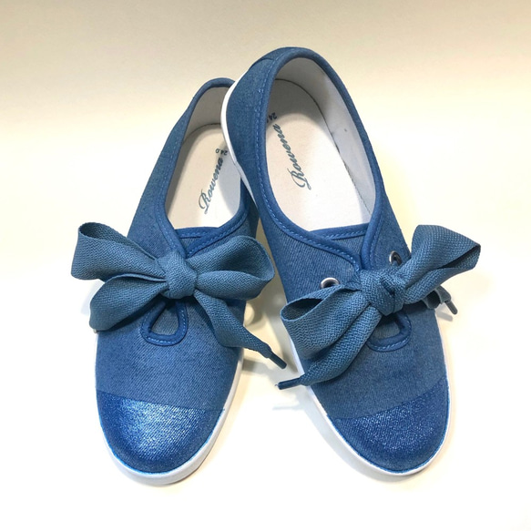 大緞帶雙色運動鞋 [Denim x Blue Silver] 第2張的照片