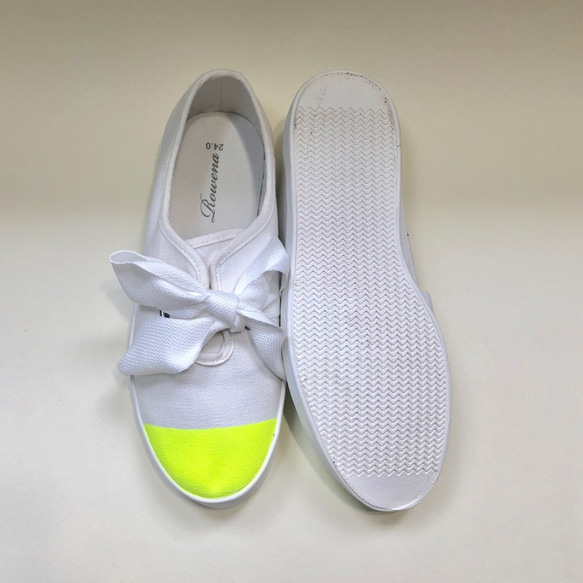 大絲帶雙色運動鞋懶人鞋（灰白 x 熒光黃）22.5cm ~ 25.0cm 第6張的照片
