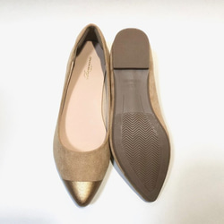 “Karaku”雙色 1.5cm 高跟鞋（米色 x 古銅色）25.0cm〜27.0cm 第6張的照片