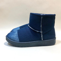 [SALE] Fluffy Warm Bicolor Boa Boots (Denim x Blue/Silver) M 碼 第3張的照片