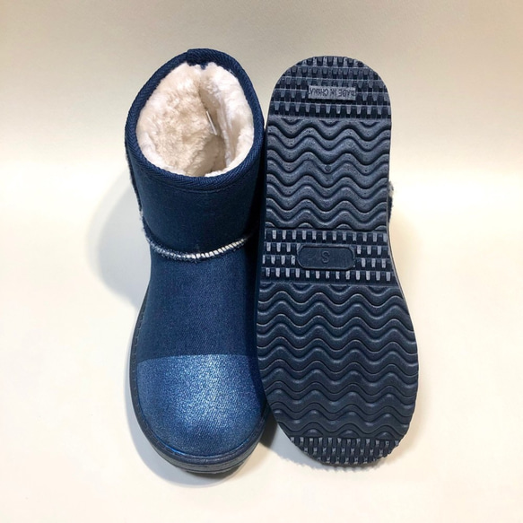 [SALE] Fluffy Warm Bicolor Boa Boots (Denim x Blue/Silver) M 碼 第5張的照片