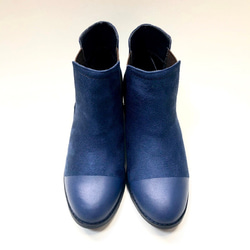 [Sale !!]雙色高跟靴，結實而厚實的高跟鞋（海軍藍x啞光海軍藍） 第2張的照片