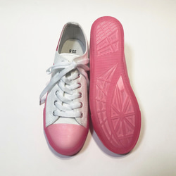 ◆2,000日圓折扣SALE・23.0cm・24.5cm◆牡丹三角透明底輕質運動鞋（粉紅色） 第6張的照片