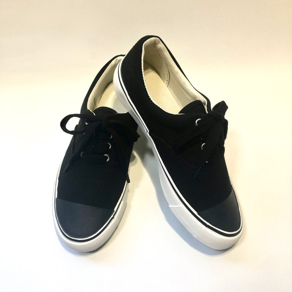啞光黑腳趾雙色甲板鞋 (BLACK) 22.0cm〜29.0cm 防水版。 第2張的照片