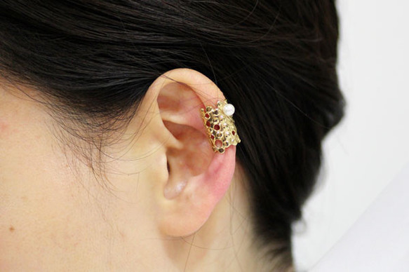 グリーンネックレス・イヤーカフ　～露～