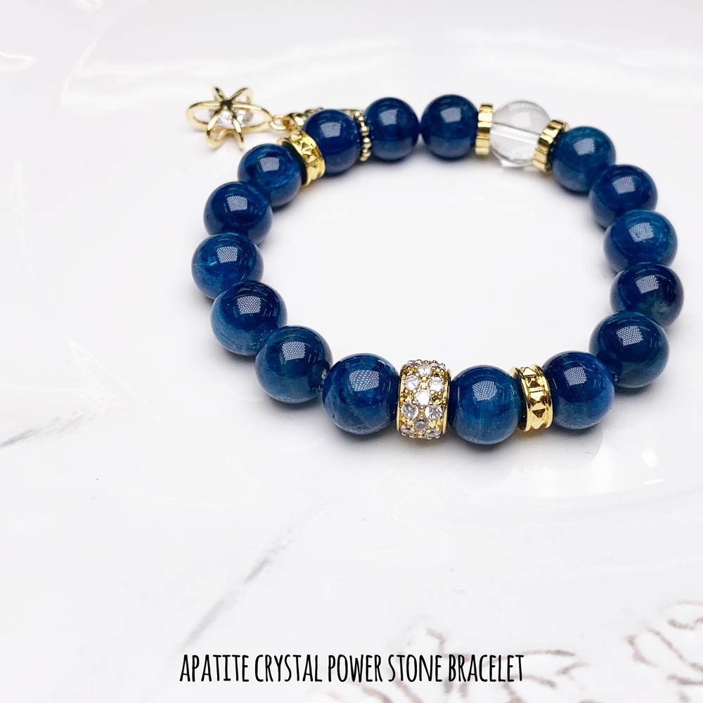 アパタイト 天然石 ブレスレット ブルーアパタイト アクセサリー c707