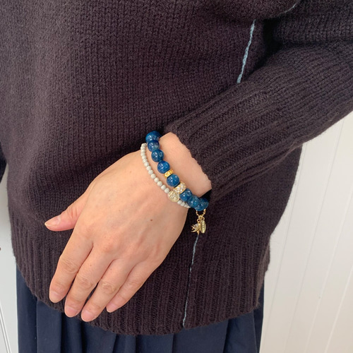 アパタイト 天然石 ブレスレット ブルーアパタイト アクセサリー c707