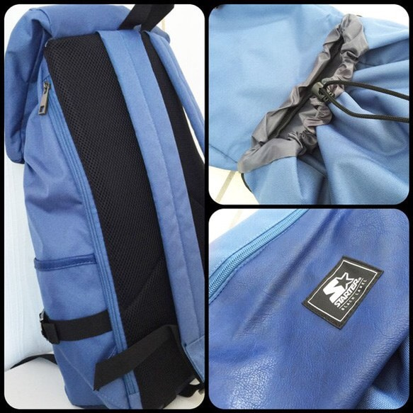新作☆レザーポケット　リュックサック　バッグ　ブルー ST-BAG-005 4枚目の画像