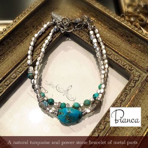 ラブラドライト ターコイズ2連ブレスレット