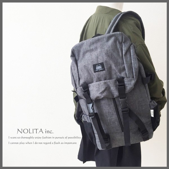 新作☆NOLITA 　あちこちポケット　リュック　チャコール　PD-1532　 2枚目の画像