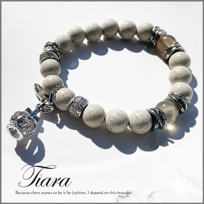 6月の誕生石　グレームーンストーンと医者いらずの薬石　北投石のブレスレット　天然石ブレス　c571