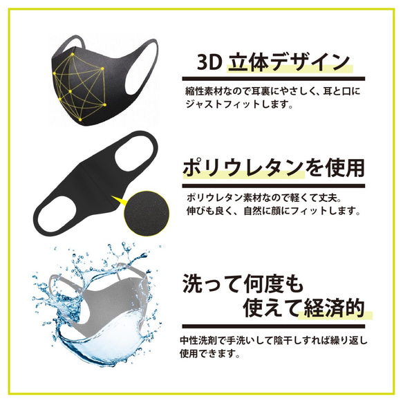 送料無料【大人用 マスク 洗えるマスク】2枚組 おしゃれ 布マスク ポリウレタン  ますく 立体マスク 5枚目の画像