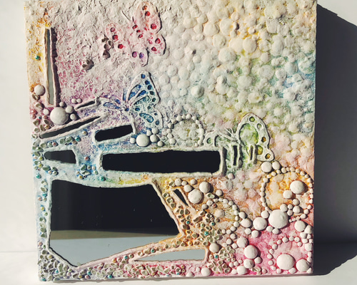 原画　アクリル着色　紙粘土絵画「朝のひかり」 吉田美香 良質 原画 アクリル着色 紙粘土絵画「朝のひかり」 吉田美香